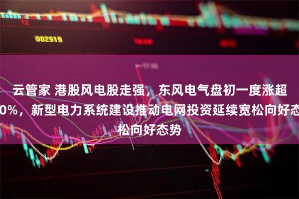 云管家 港股风电股走强，东风电气盘初一度涨超700%，新型电力系统建设推动电网投资延续宽松向好态势